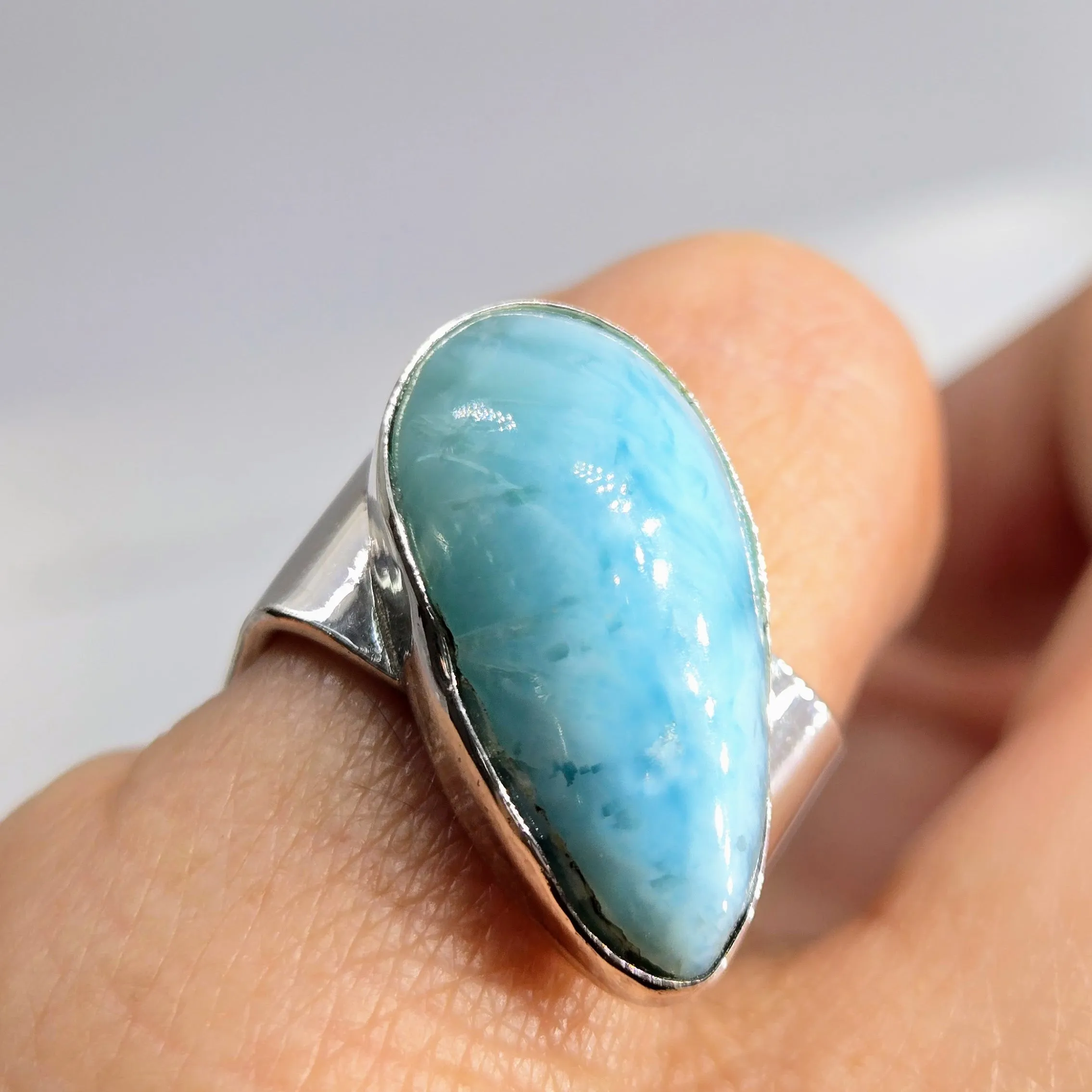 "Island Life" Sz 6.5  Ring -  Larimar, Sterling