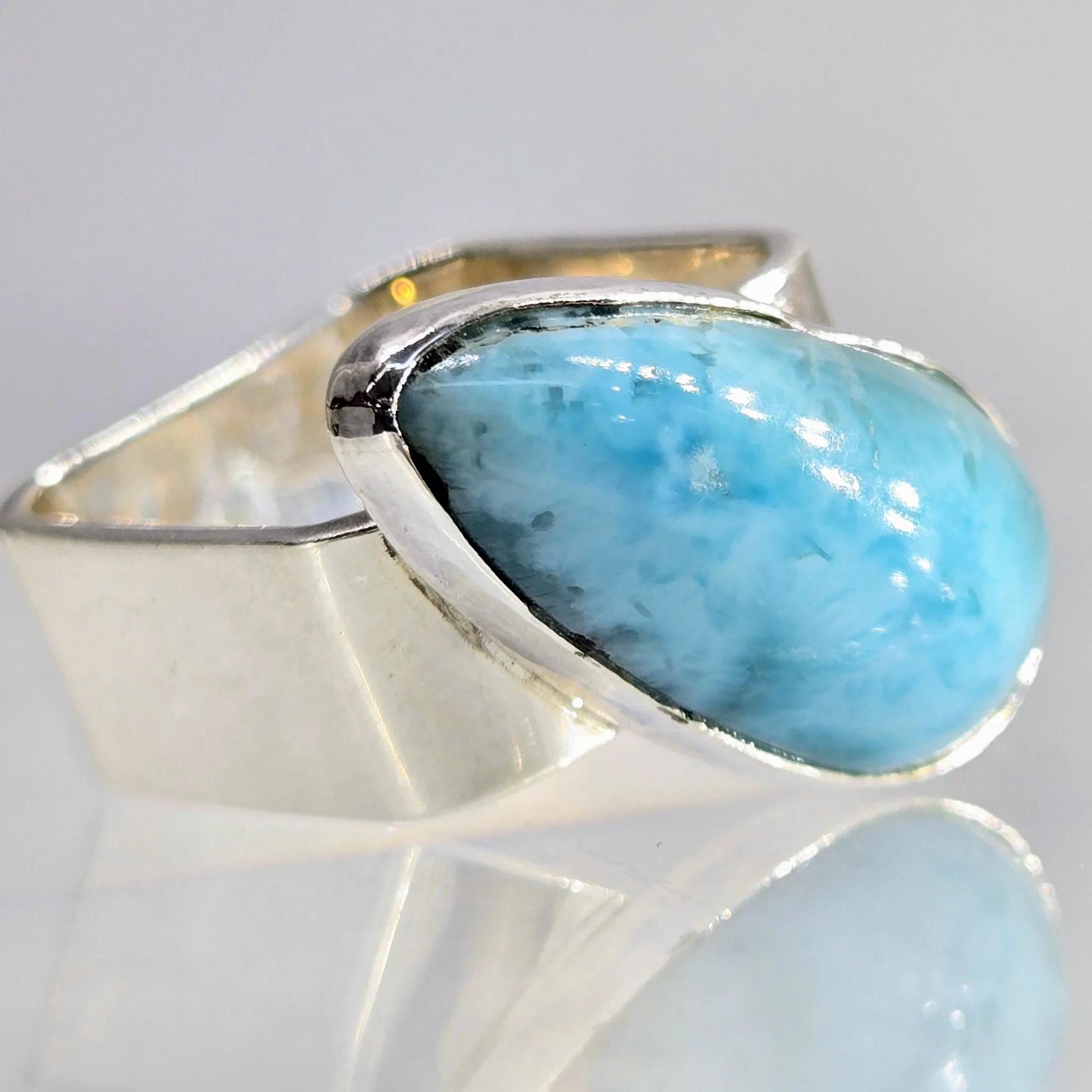 "Island Life" Sz 6.5  Ring -  Larimar, Sterling