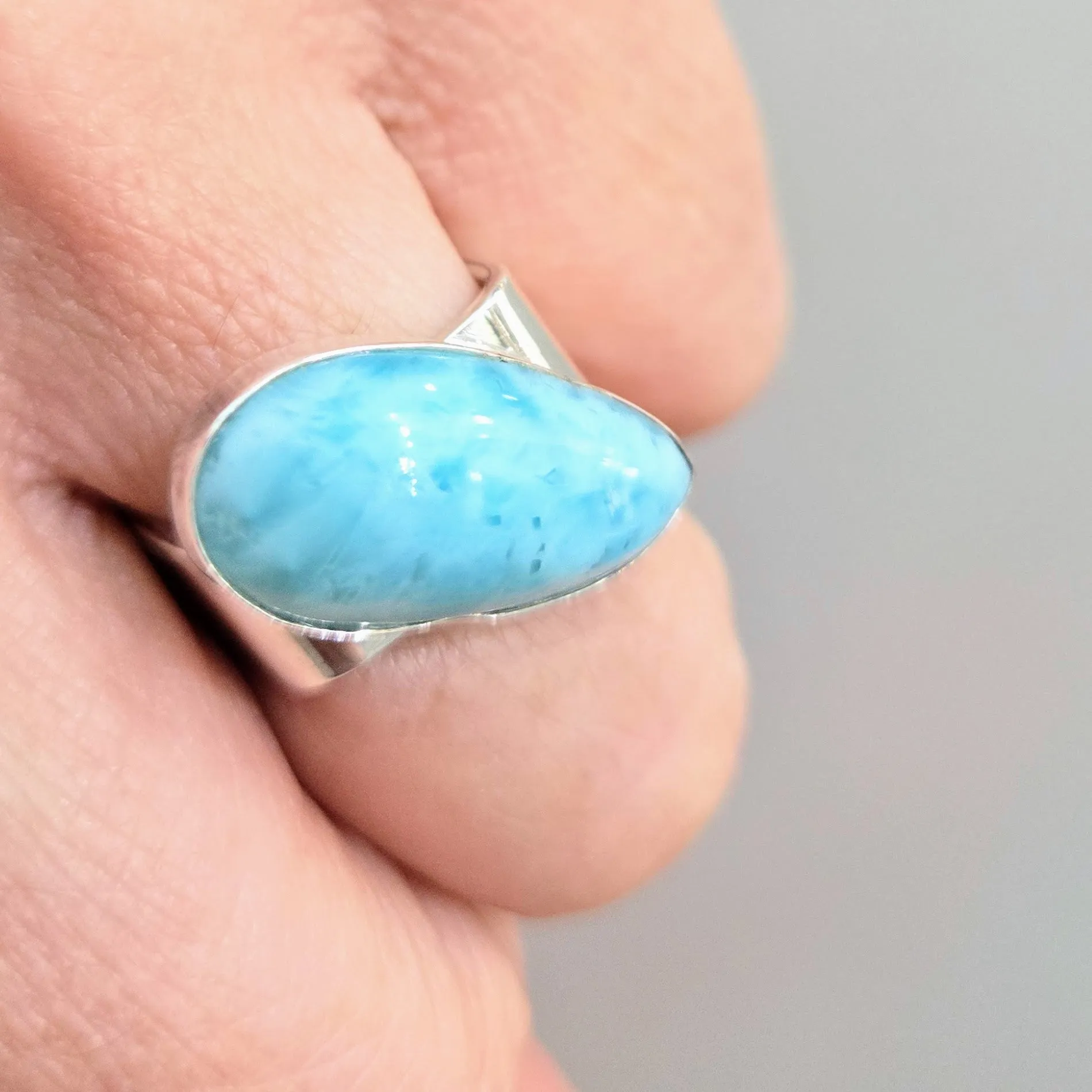 "Island Life" Sz 6.5  Ring -  Larimar, Sterling