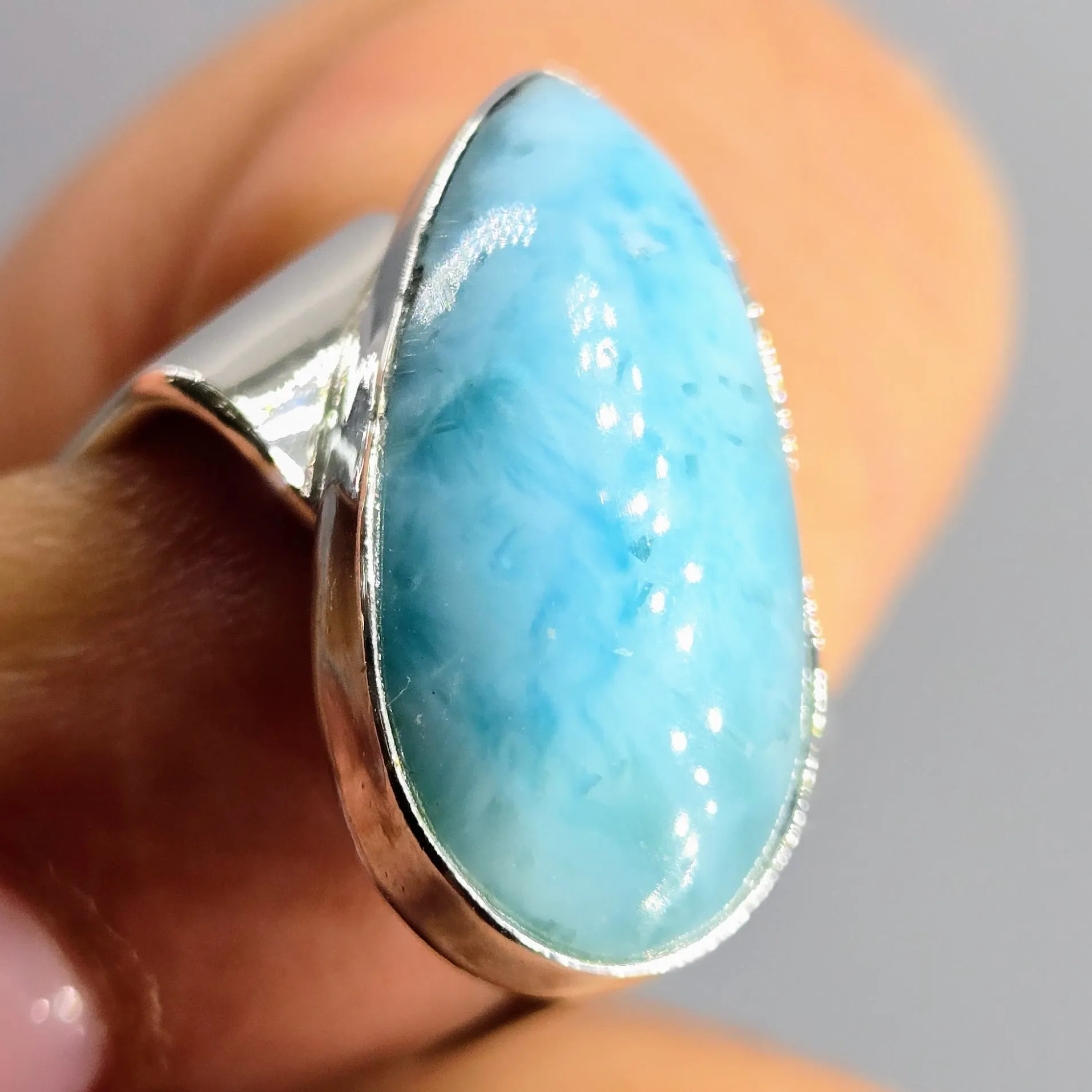 "Island Life" Sz 6.5  Ring -  Larimar, Sterling