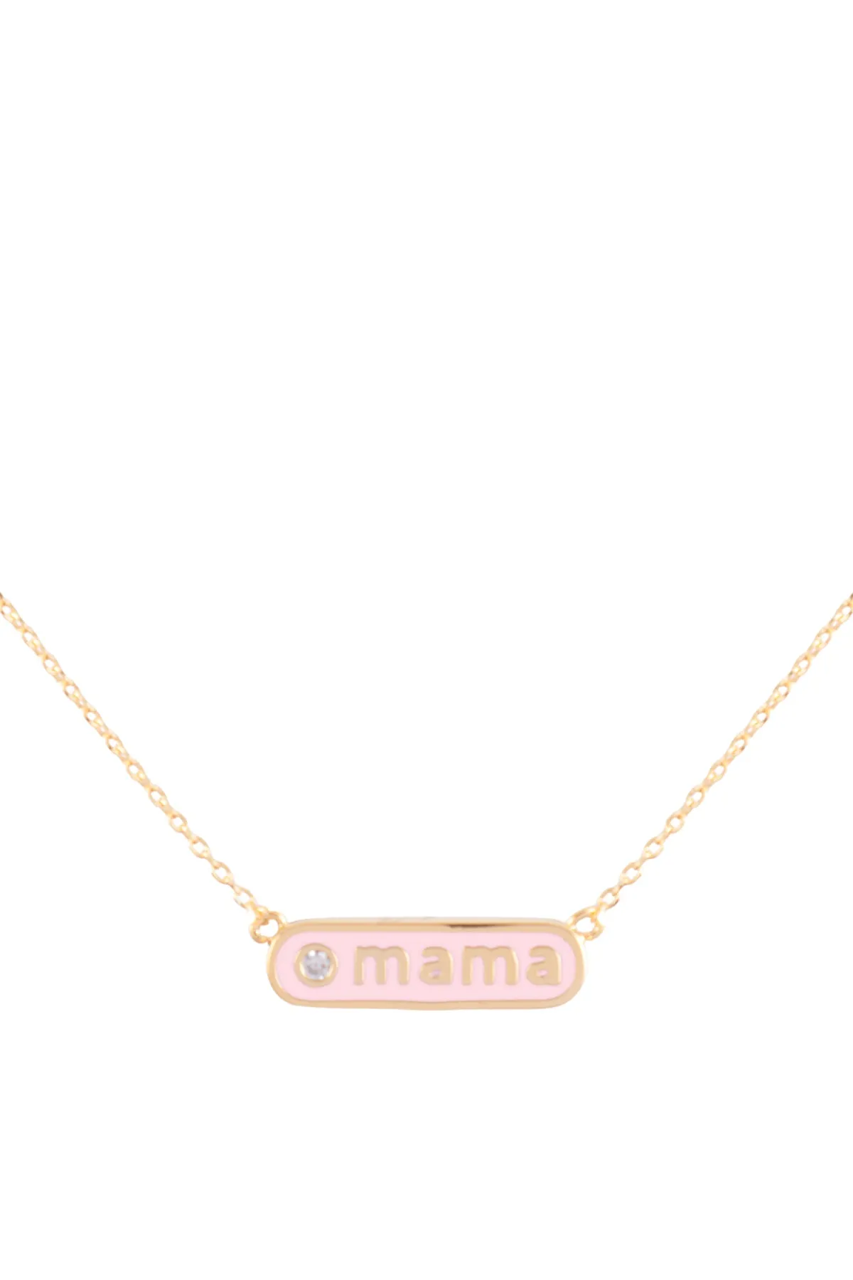 "MAMA" PERSONALIZED ROUNDED BAR W/COLOR BRASS NECKLACE