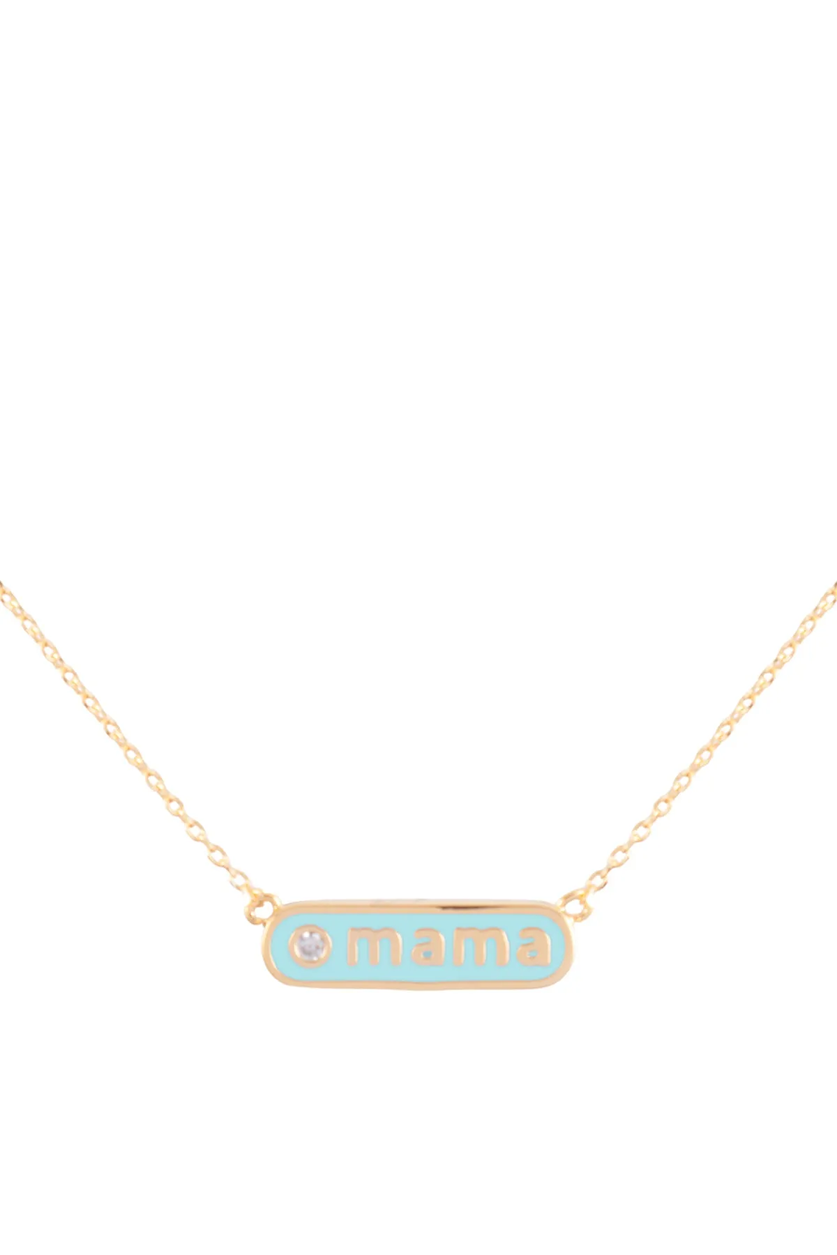 "MAMA" PERSONALIZED ROUNDED BAR W/COLOR BRASS NECKLACE