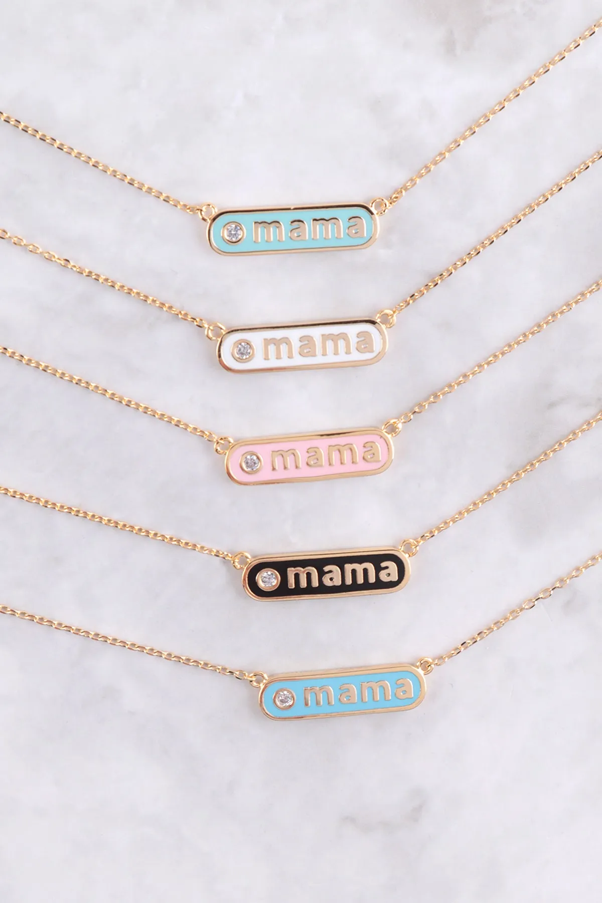 "MAMA" PERSONALIZED ROUNDED BAR W/COLOR BRASS NECKLACE