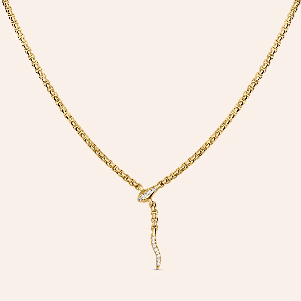 "Serpentia" Rounded Box Chain Snake Necklace