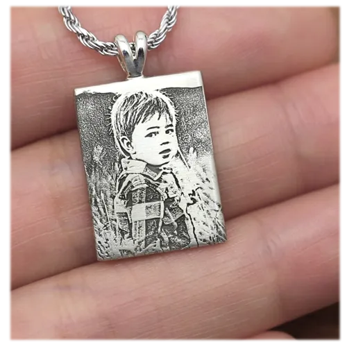 Rectangle 3D Photo Memorial Pendant