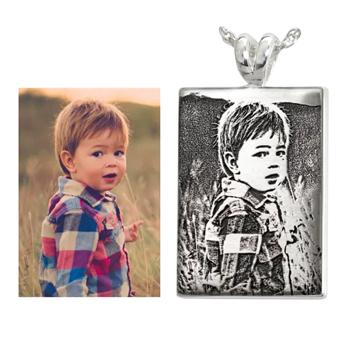 Rectangle 3D Photo Memorial Pendant