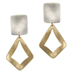 Rectangle with Curved Open Diamond Post or Clip Earring