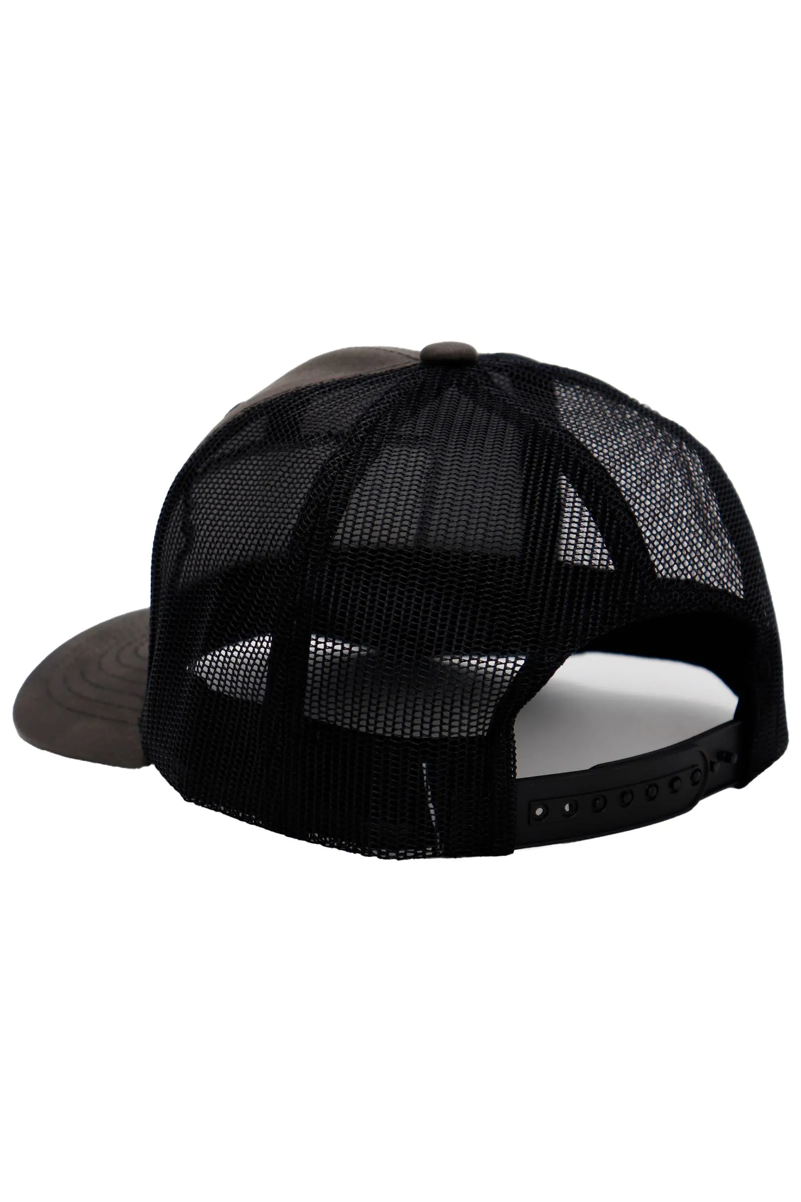 Rifle American Flag Oiled Faux Leather Trucker Hat: Black