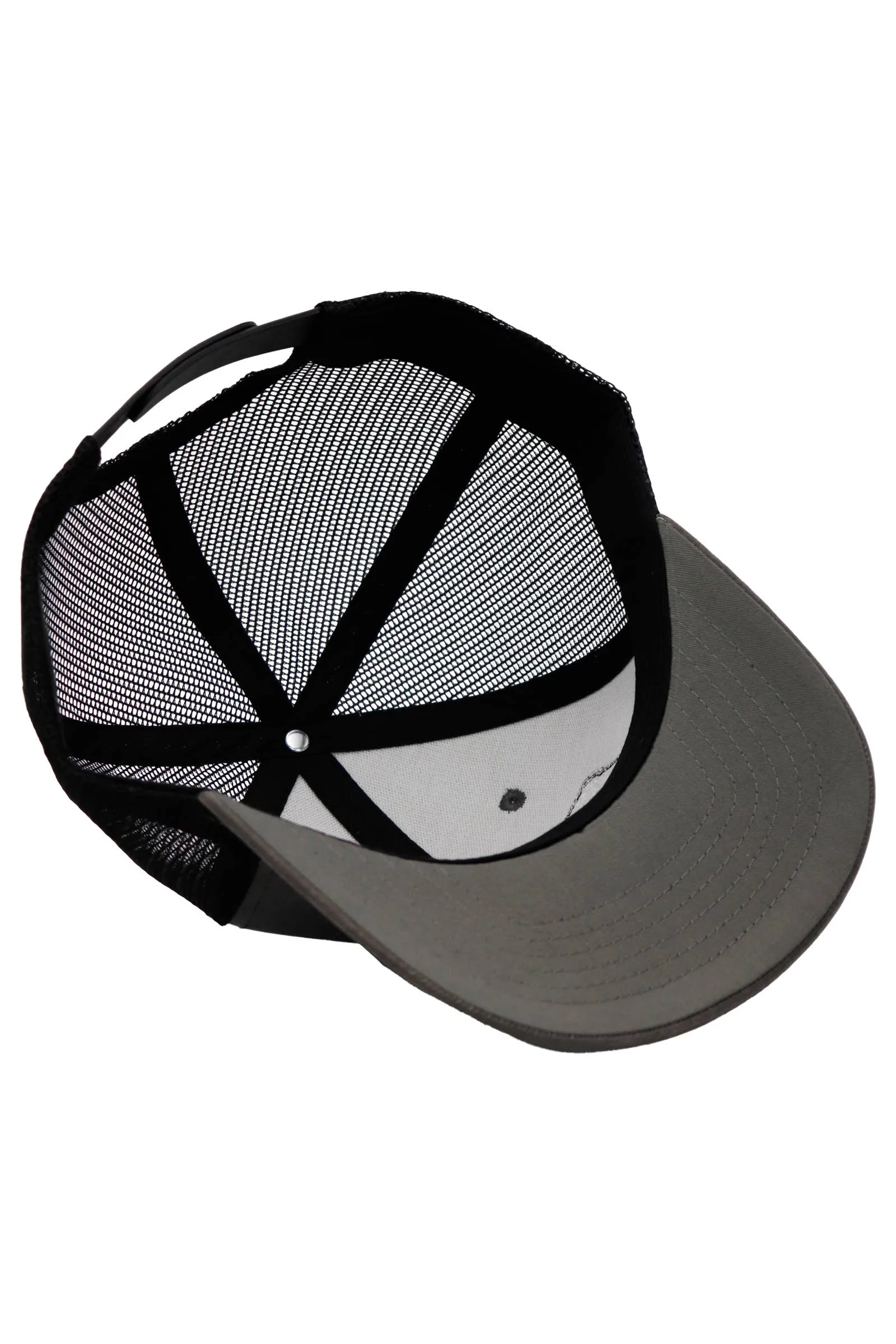 Rifle American Flag Oiled Faux Leather Trucker Hat: Black