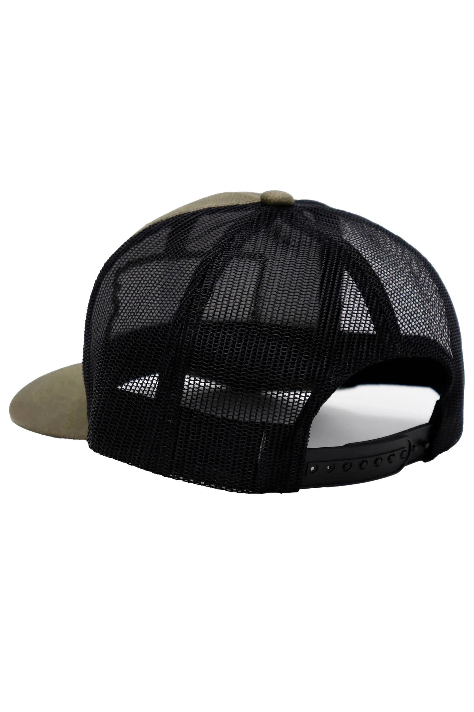 Rifle American Flag Oiled Faux Leather Trucker Hat: Black