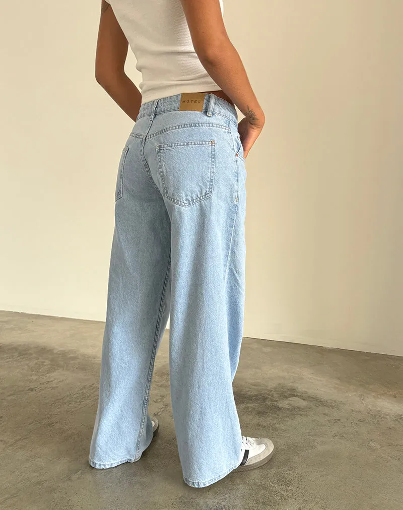Roomy Extra Wide Low Rise Jeans in Light Wash Blue