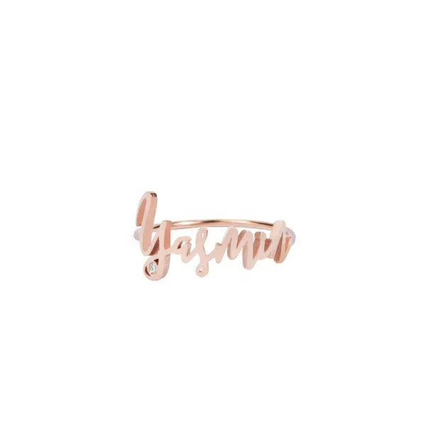 Rose Gold Name Ring with Genuine DIAMOND