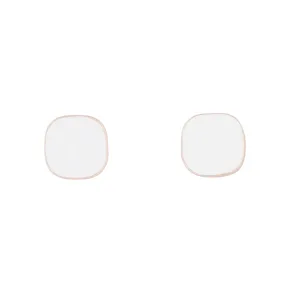 Rose gold Rounded Square White Enamel Stud