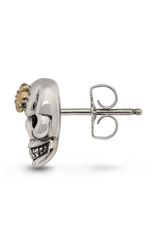 Roses Never Die Skull Stud Earrings – Diamond