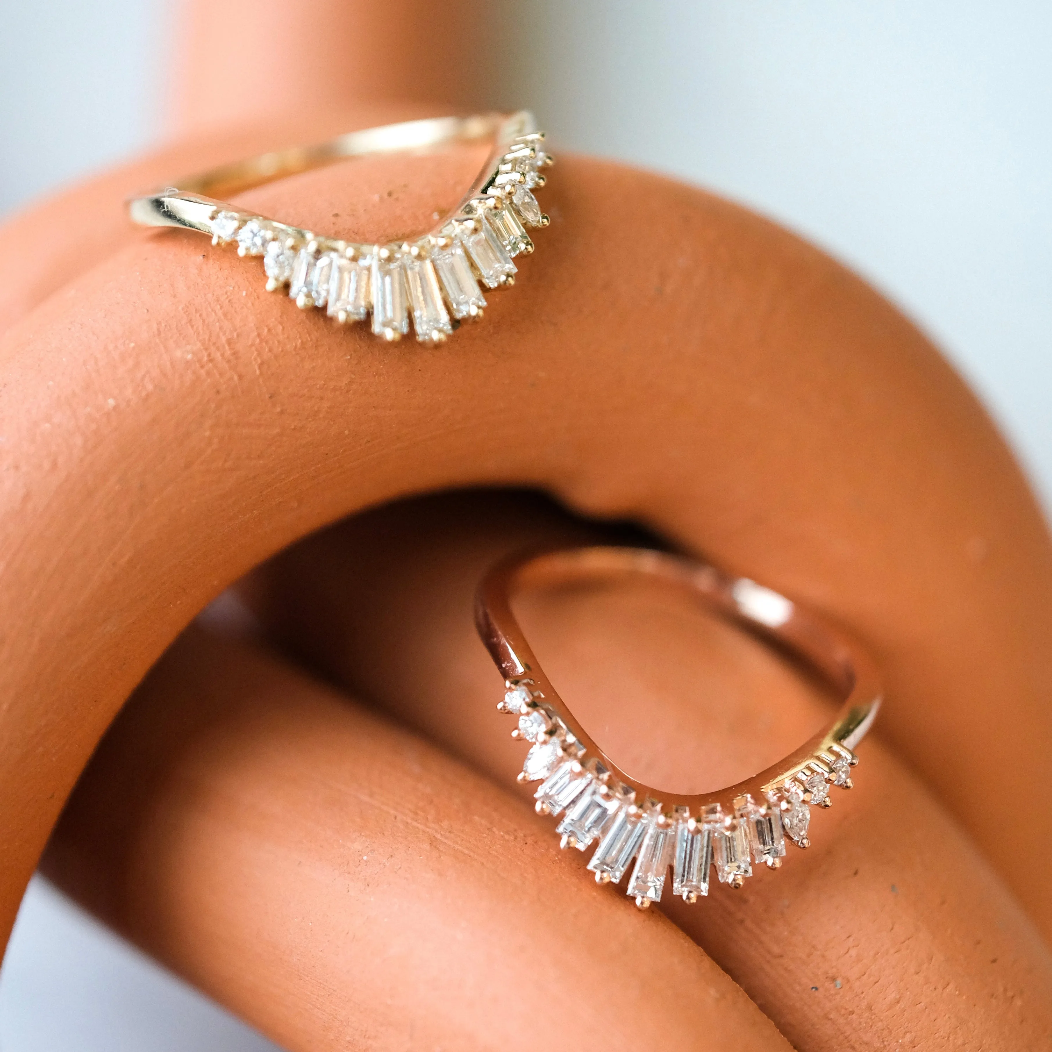 Rounded Contour Carly Wedding Band, 14K Rose Gold