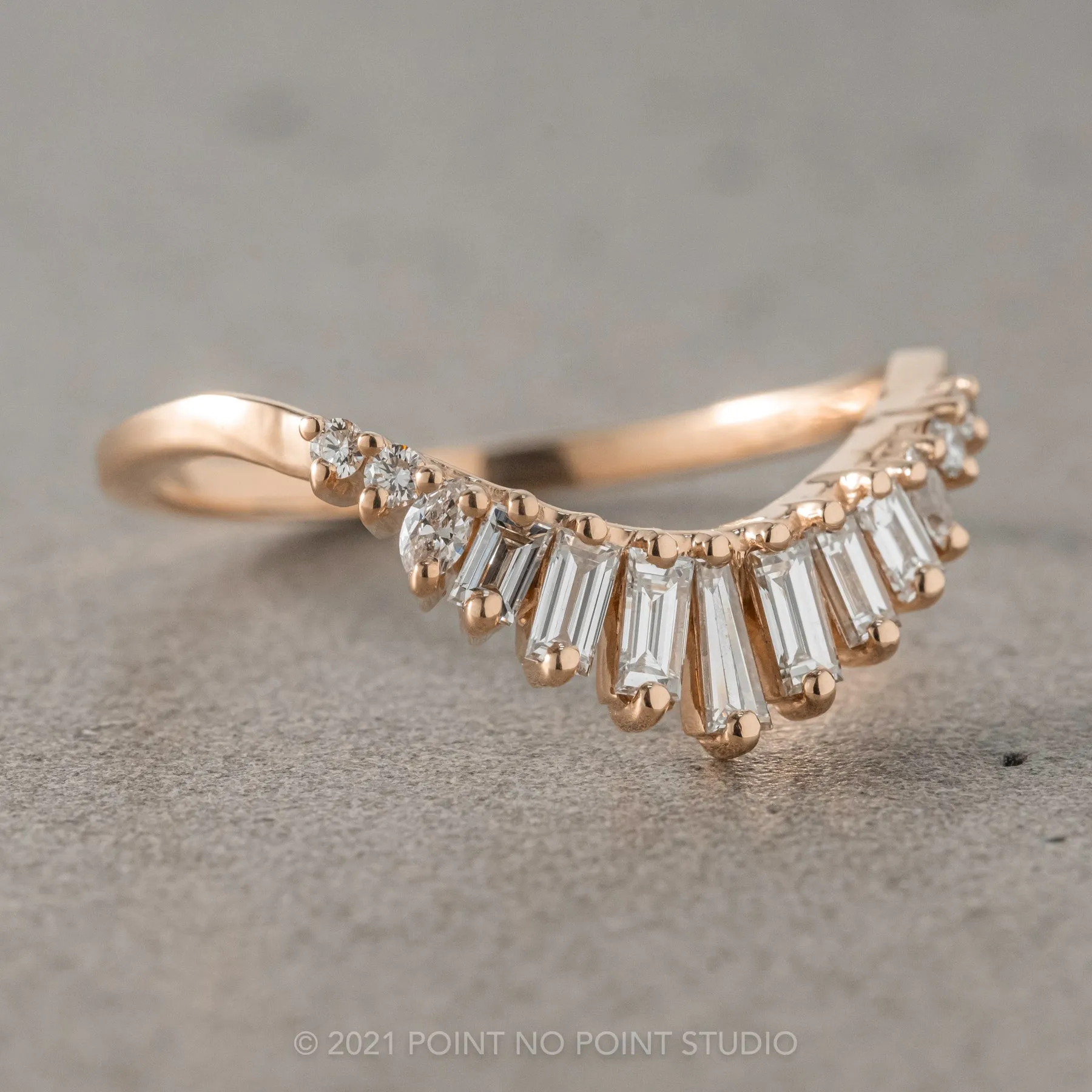 Rounded Contour Carly Wedding Band, 14K Rose Gold