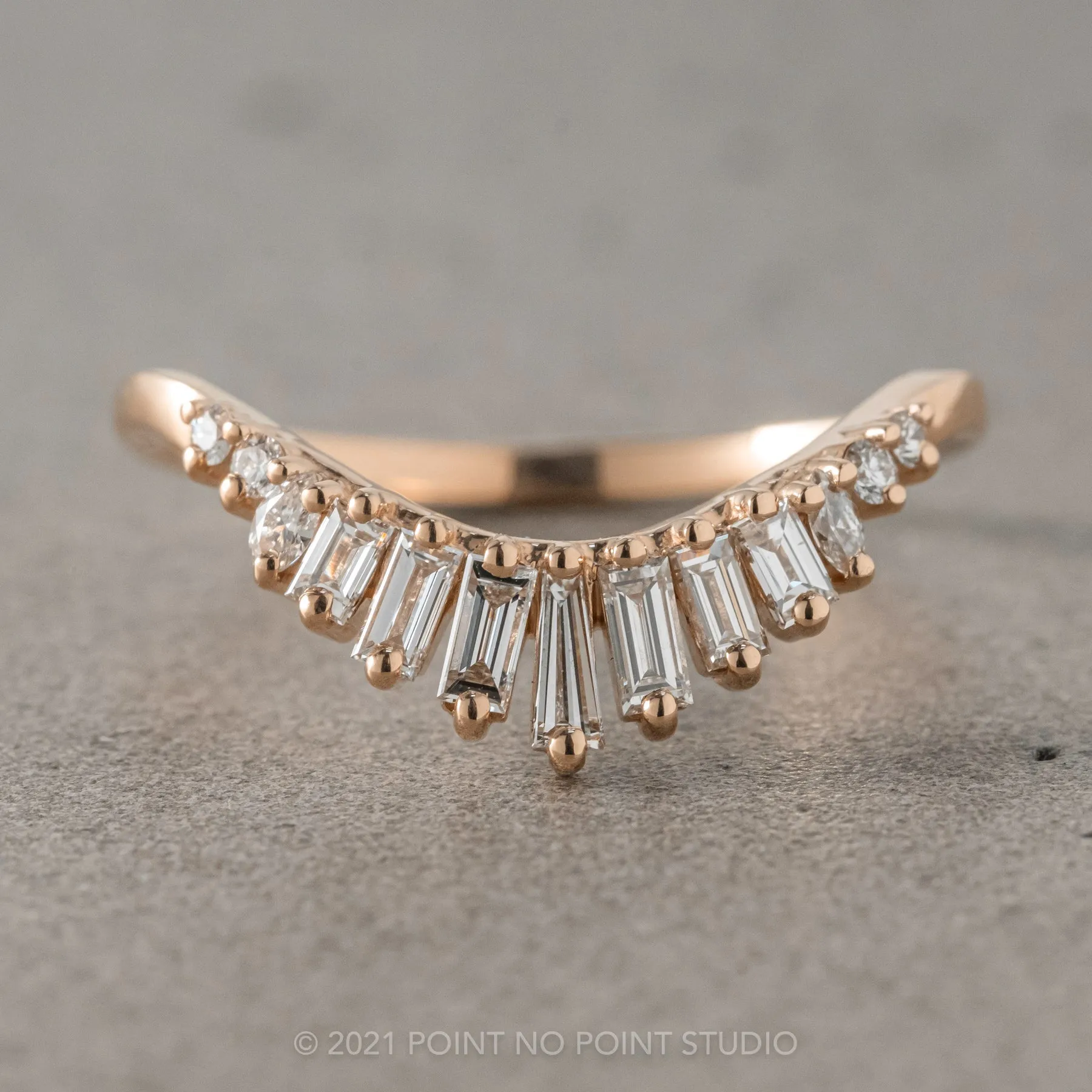 Rounded Contour Carly Wedding Band, 14K Rose Gold