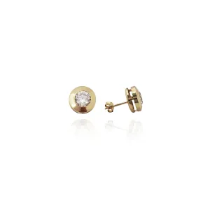 Rounded CZ Earrings (14K)