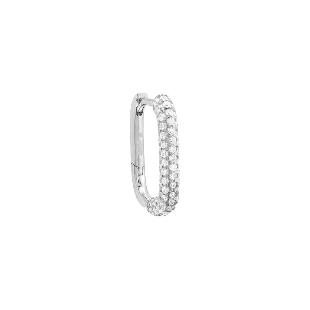 Rounded Pavé Oval Huggie Earring