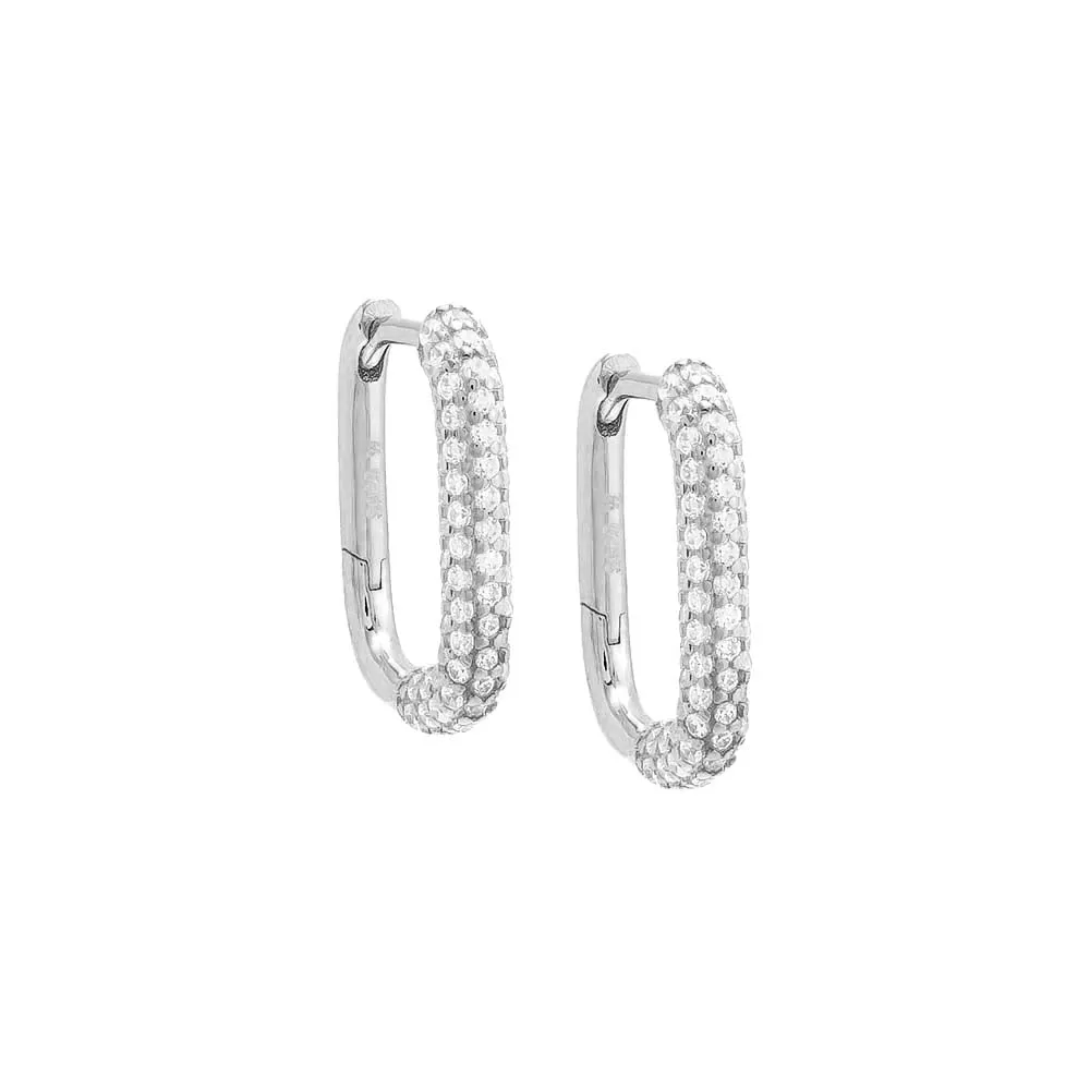 Rounded Pavé Oval Huggie Earring
