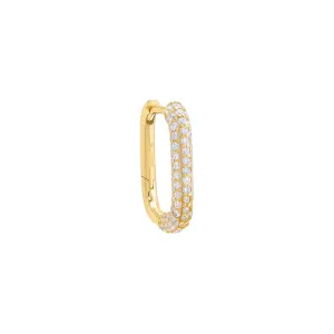 Rounded Pavé Oval Huggie Earring