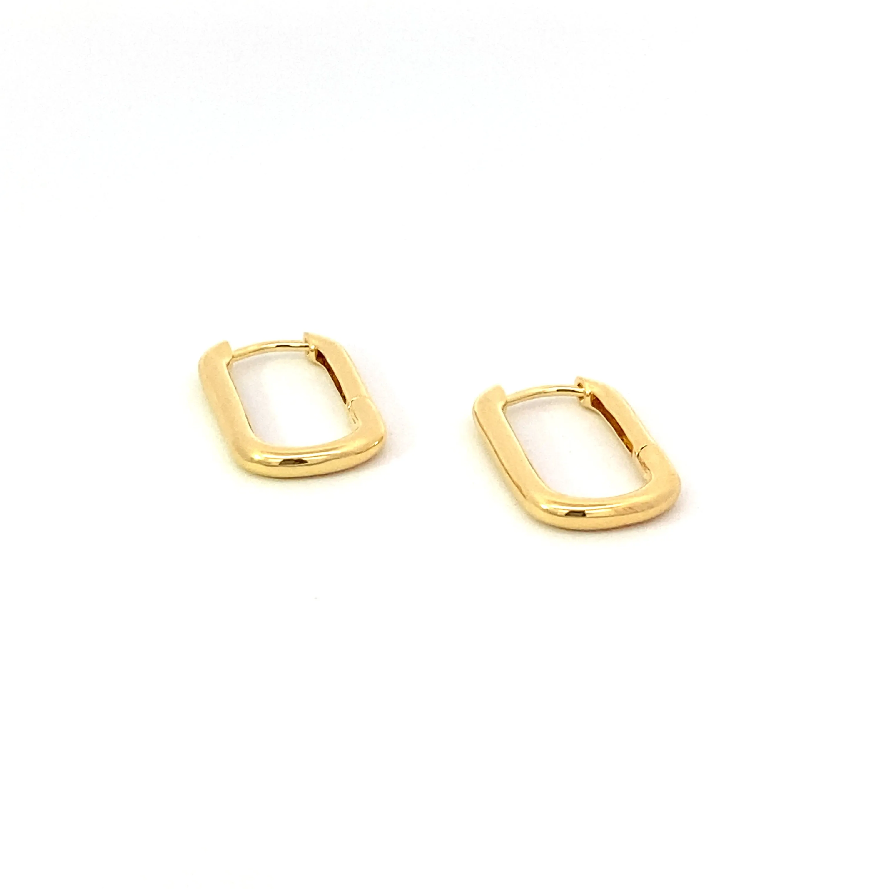rounded rectangle click huggie hoop earrings