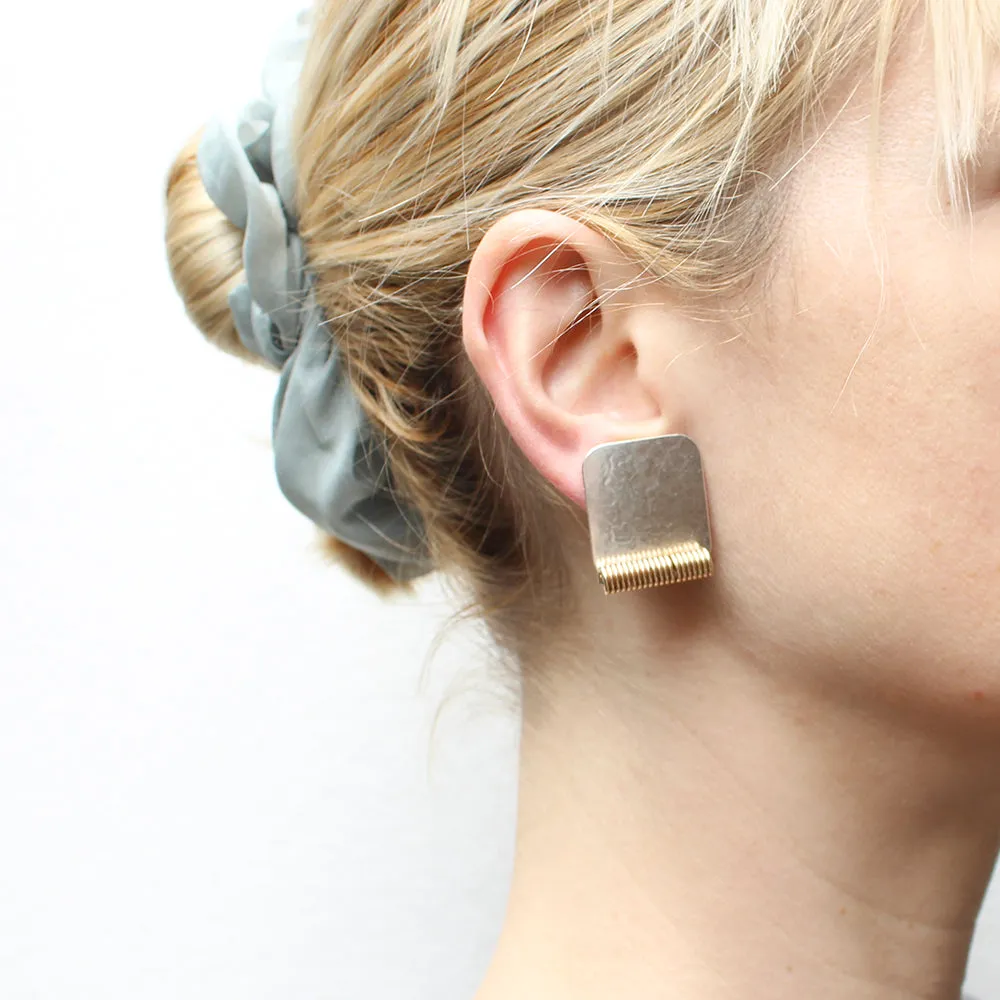 Rounded Rectangle with Coil Clip or Post Earring