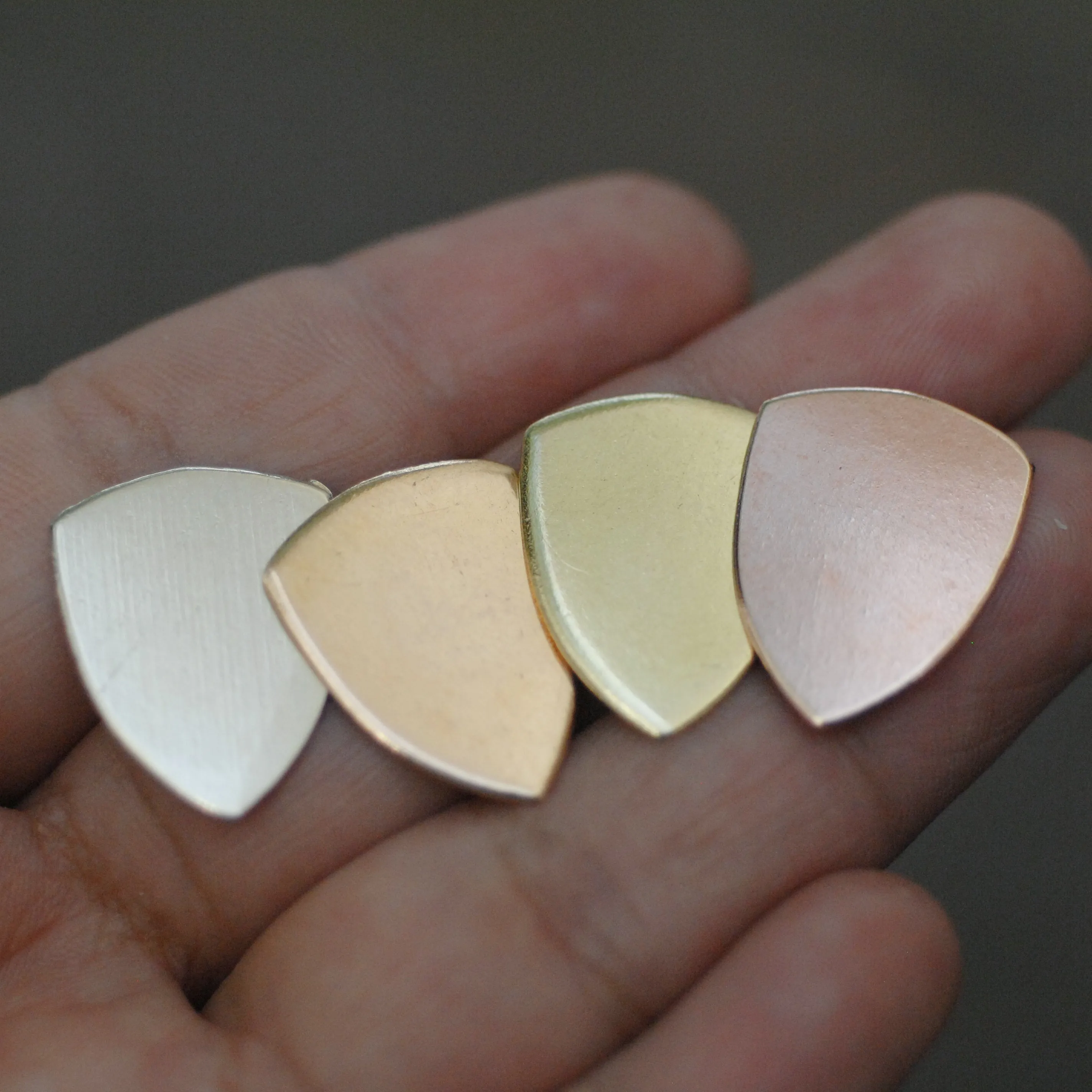 Rounded Shield 20mm x 16mm 24g 22g 20g copper, brass, bronze, nickel silver