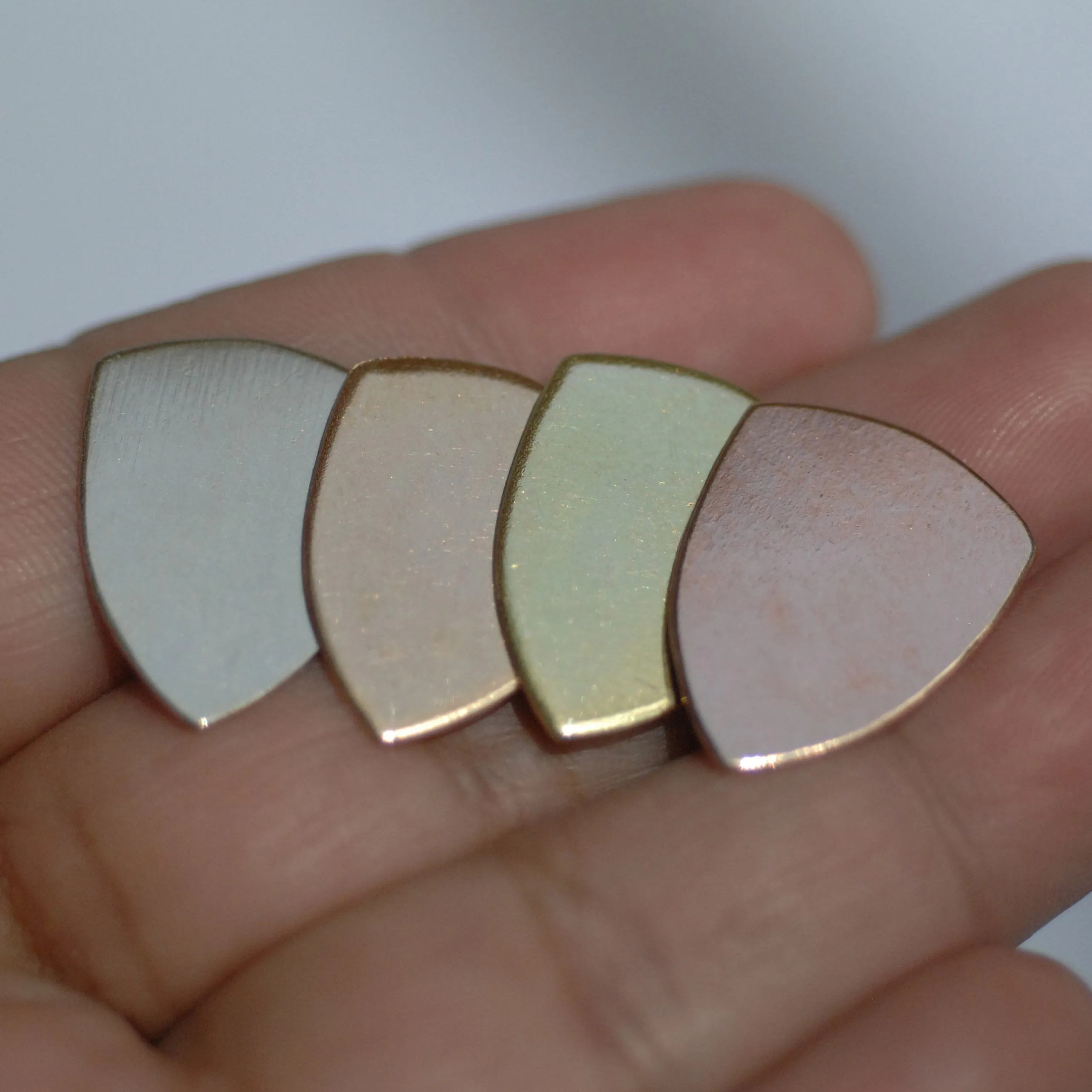 Rounded Shield 20mm x 16mm 24g 22g 20g copper, brass, bronze, nickel silver