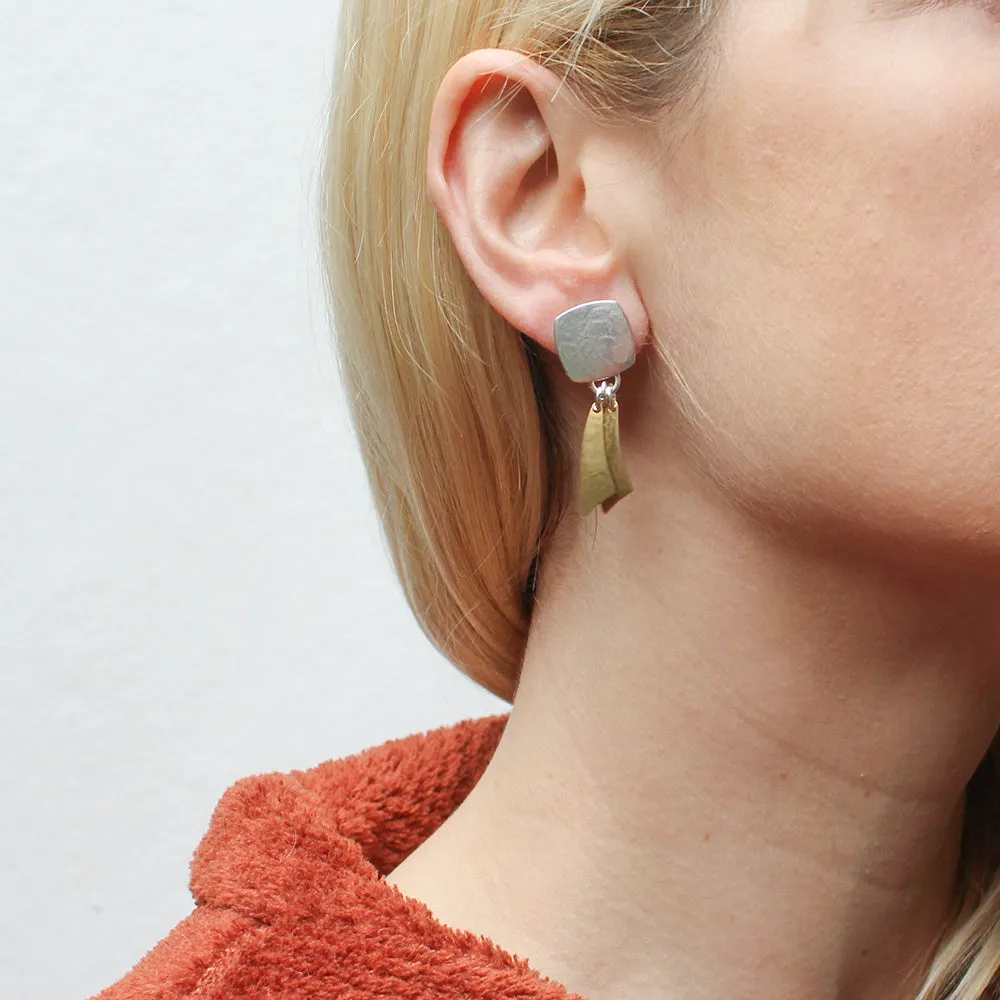 Rounded Square with Arcs Post Earrings