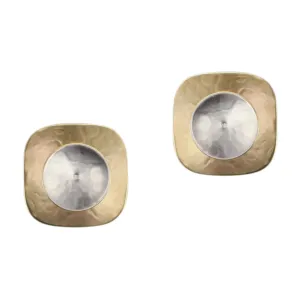 Rounded Square with Cymbal Clip Earrings