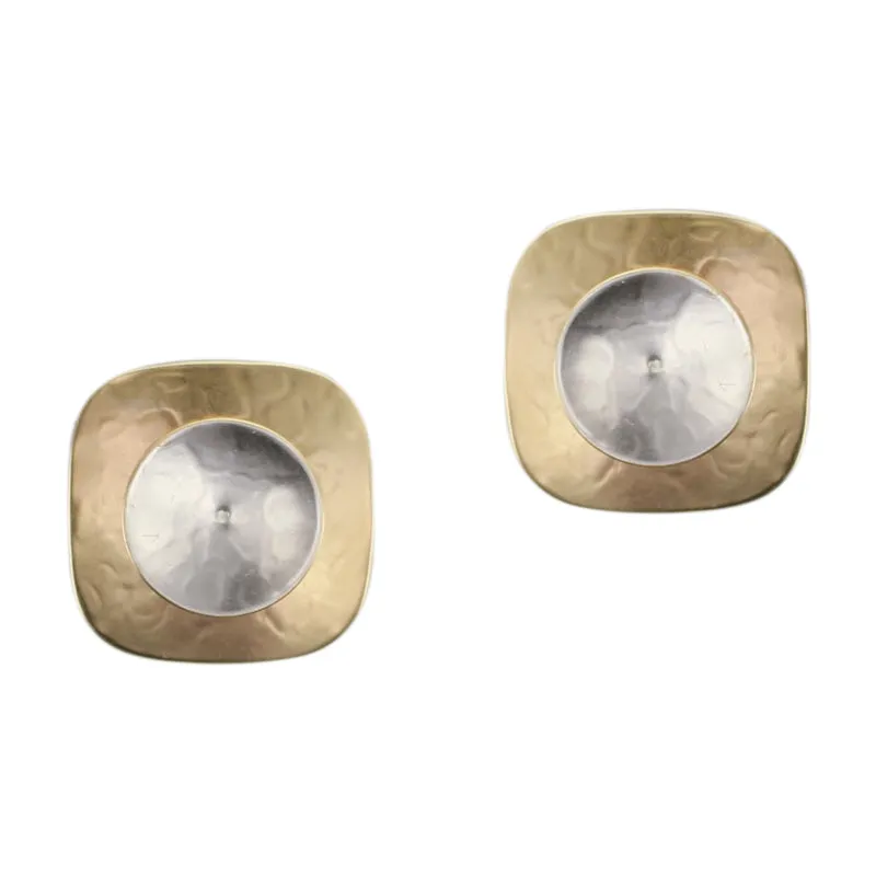 Rounded Square with Cymbal Clip Earrings