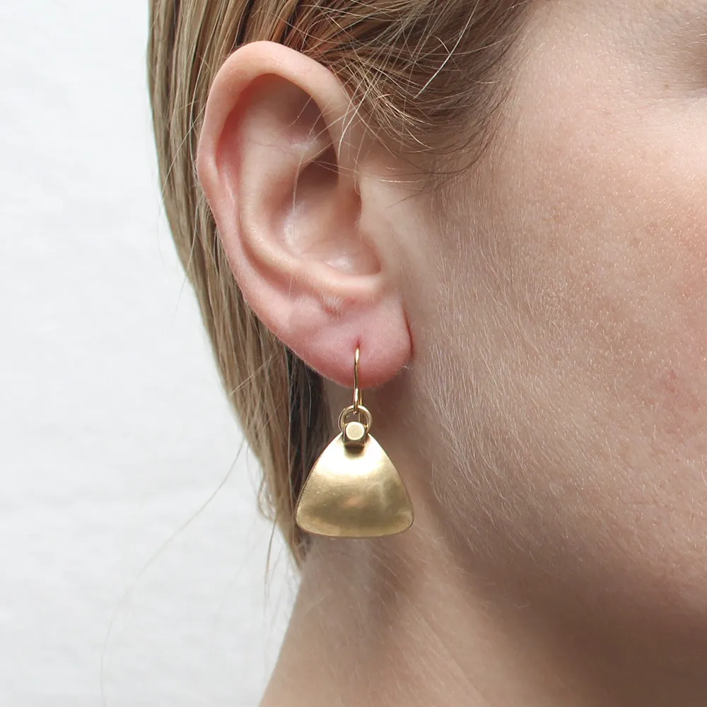 Rounded Triangle with Bead and Ring Wire Earring