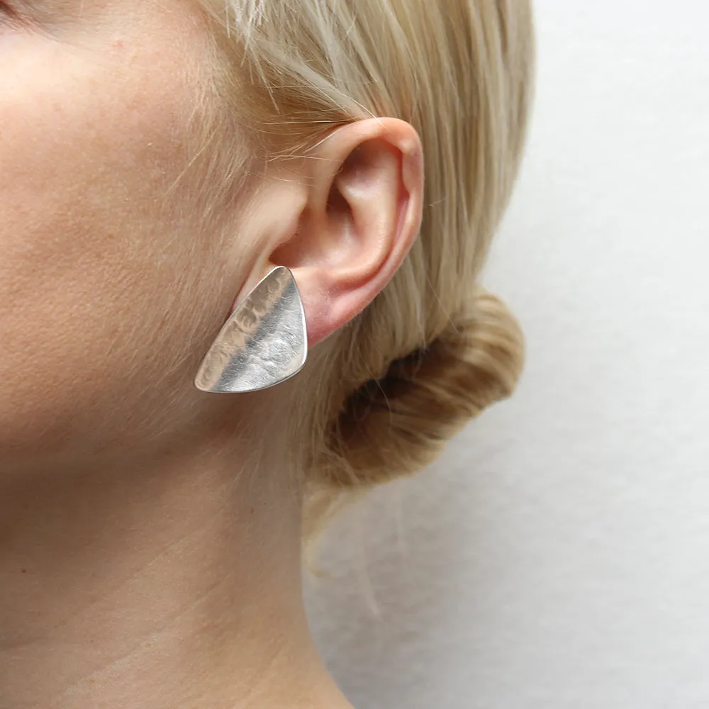 Rounded Triangles Clip or Post Earrings