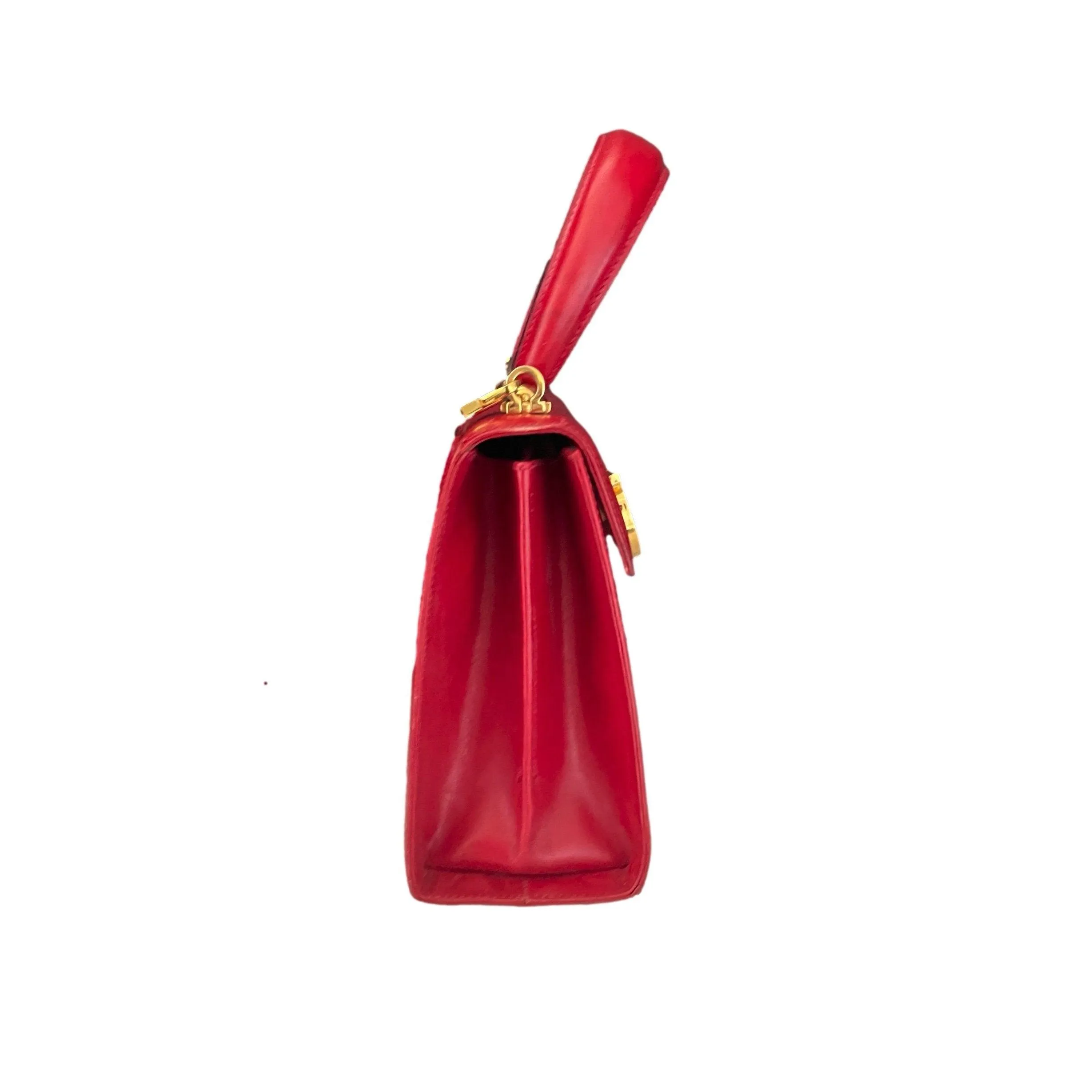Salvatore Ferragamo Red Structured Top Handle Bag