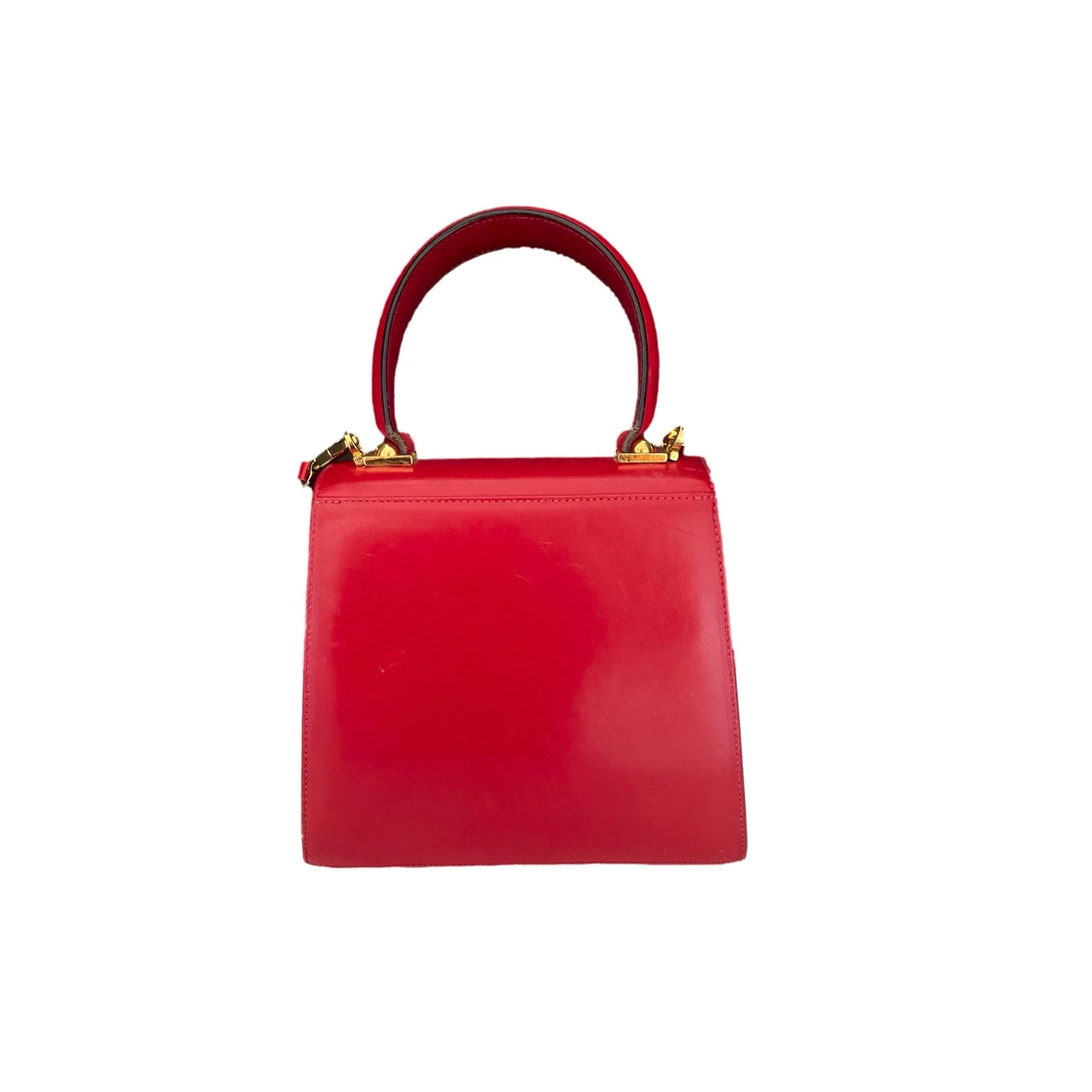 Salvatore Ferragamo Red Structured Top Handle Bag