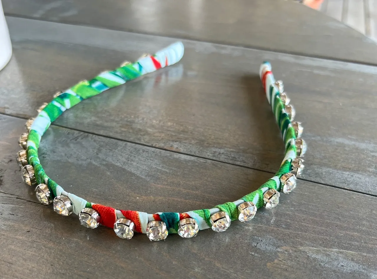 Sam Tropical Plant Rhinestone Thin Headband