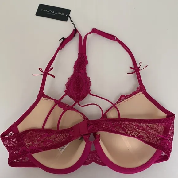 Samantha Chang Magenta Lace T-back bra