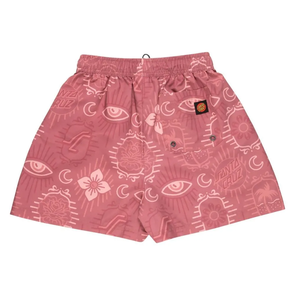 Santa Cruz Womens Swim Shorts Venice Swim Short - Red Patchwork