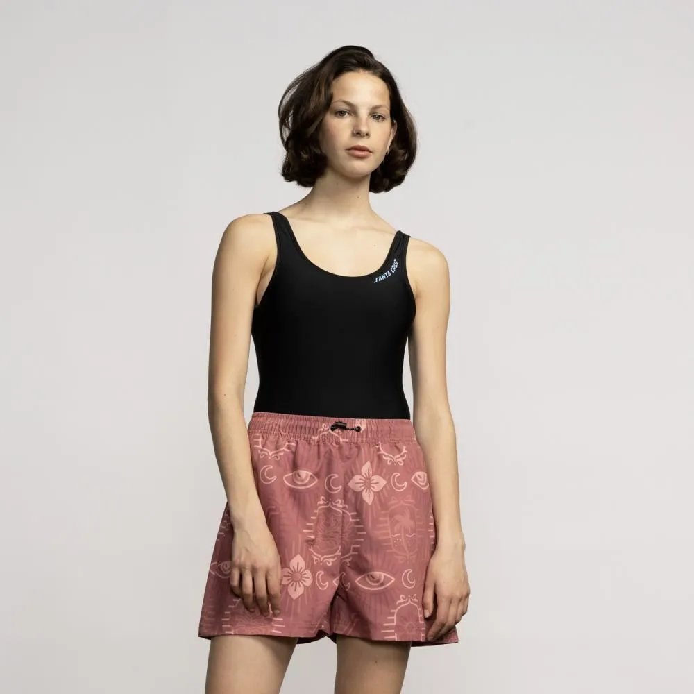 Santa Cruz Womens Swim Shorts Venice Swim Short - Red Patchwork