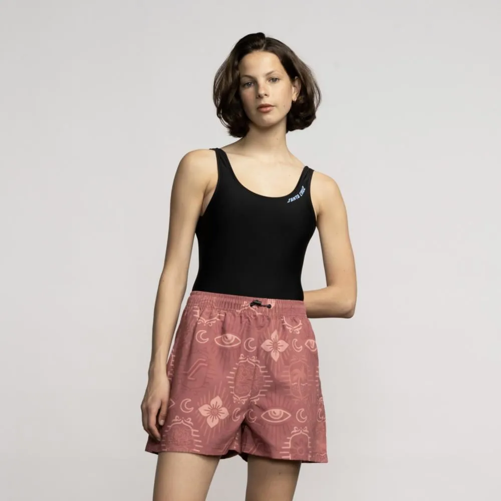 Santa Cruz Womens Swim Shorts Venice Swim Short - Red Patchwork