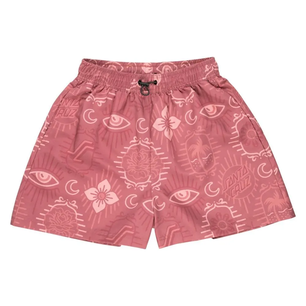 Santa Cruz Womens Swim Shorts Venice Swim Short - Red Patchwork