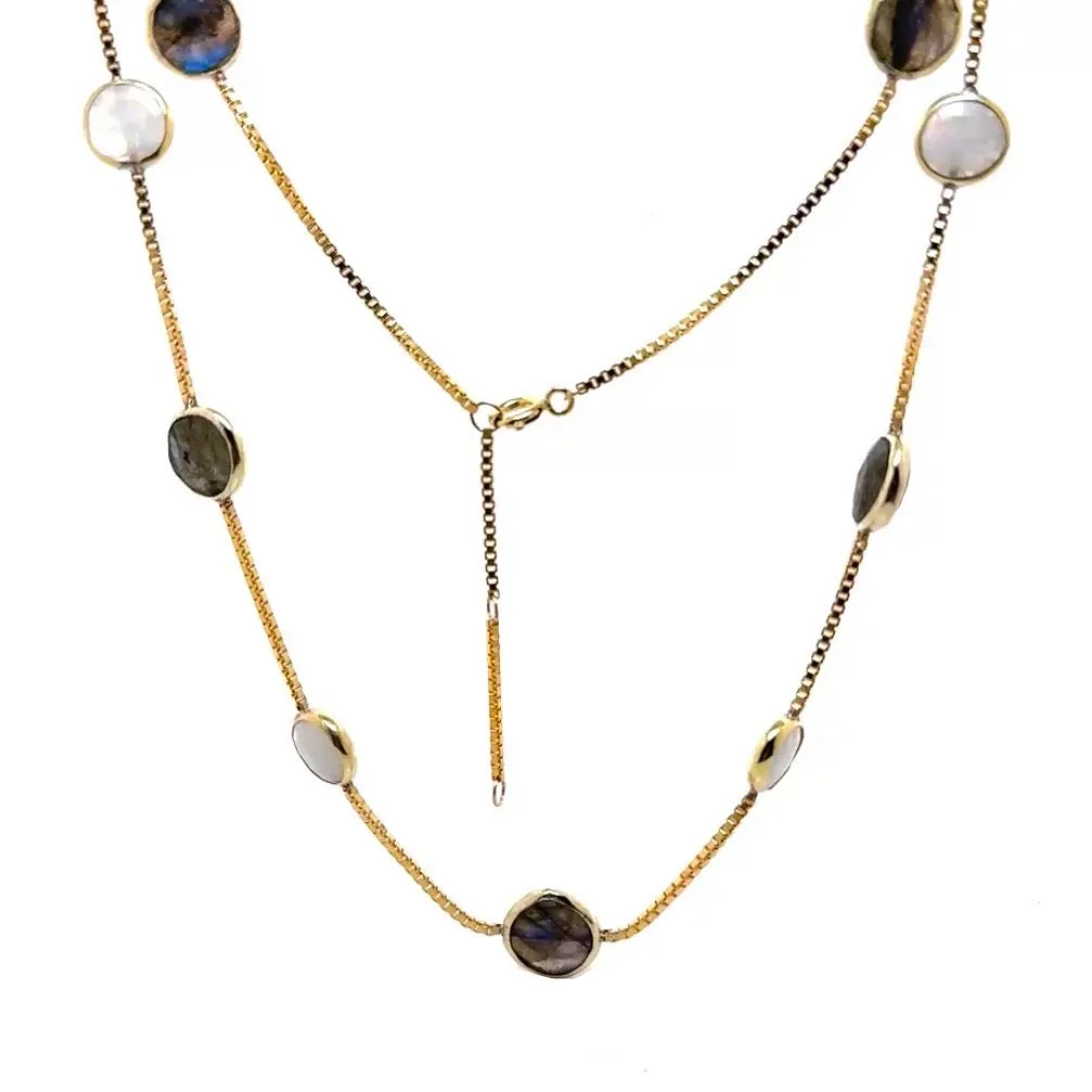 Sarah Labradorite Moon Necklace