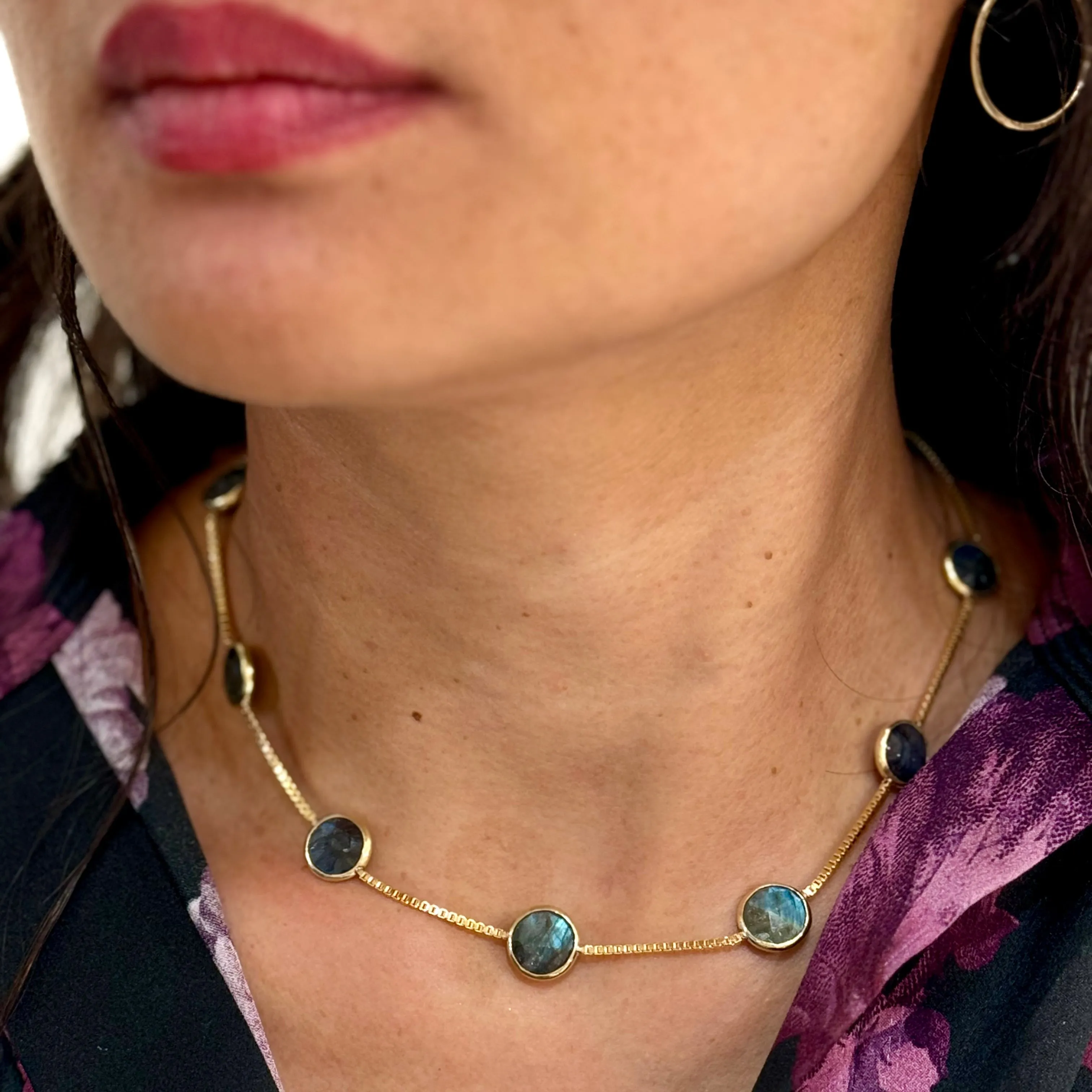 Sarah Labradorite Moon Necklace