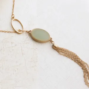 Seafoam Lariat Gold Necklace