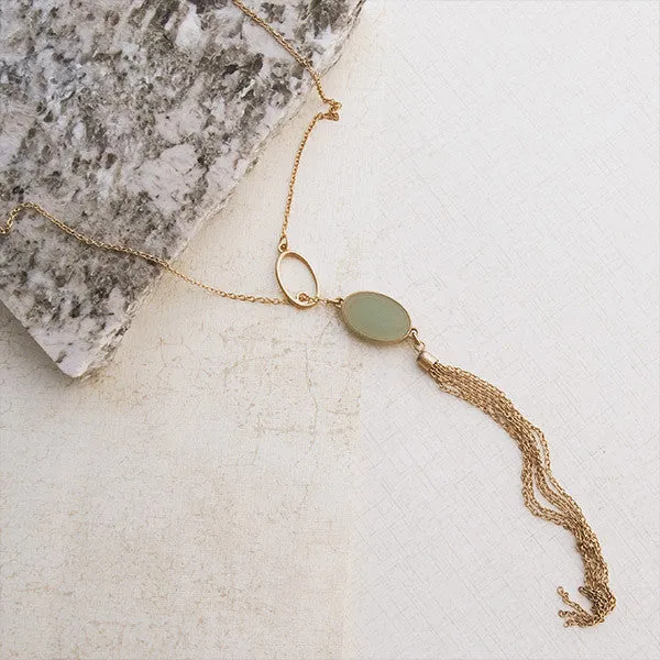Seafoam Lariat Gold Necklace