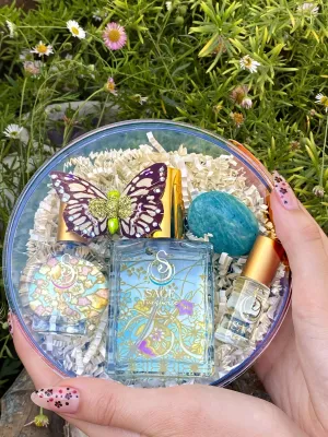 Secret Garden CLEAN Gift Set ~ Diamond Perfume Oil Concentrate Roll-On and Turquoise & Pearl Organic Eau de Toilettes by Sage