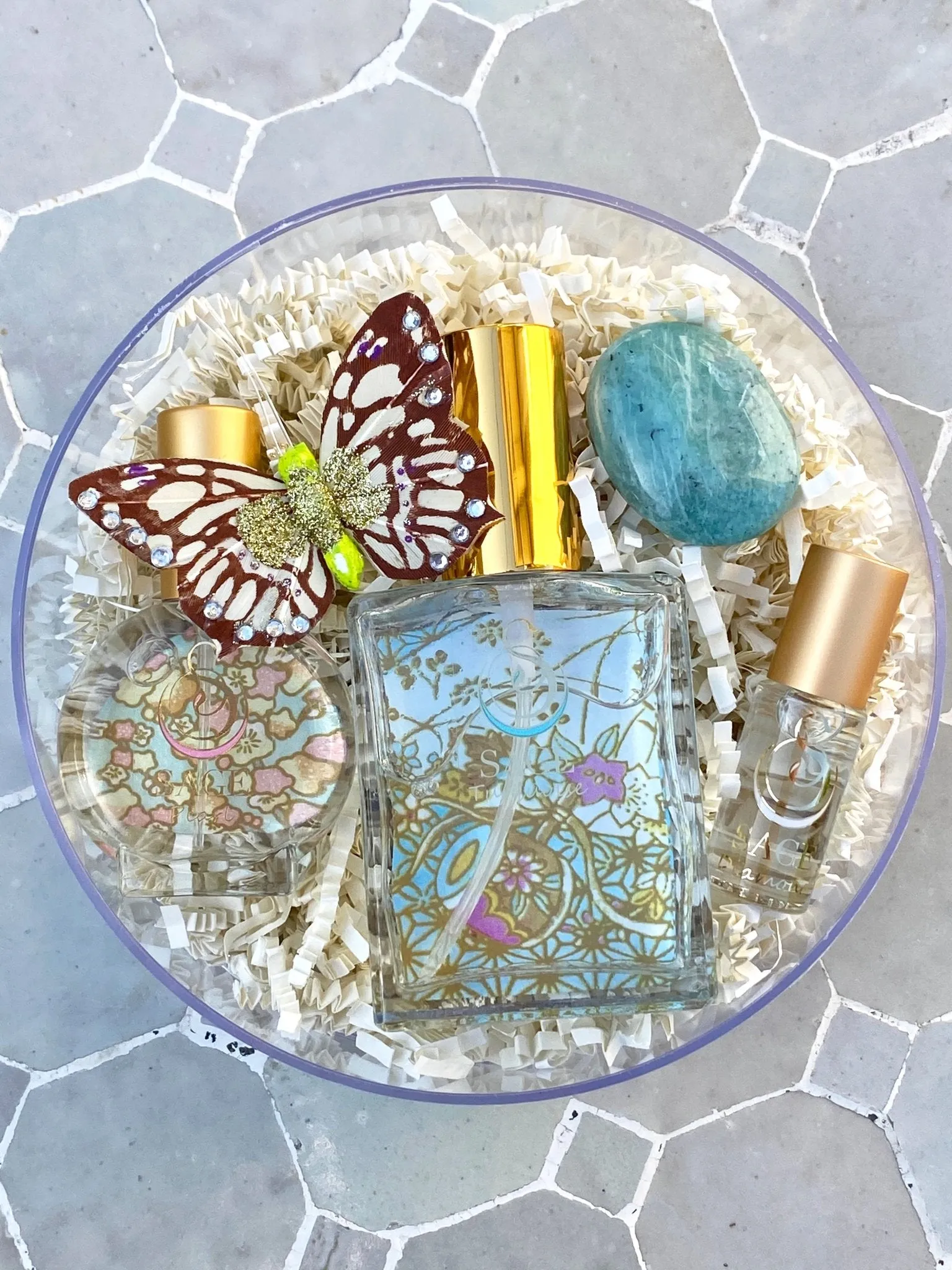 Secret Garden CLEAN Gift Set ~ Diamond Perfume Oil Concentrate Roll-On and Turquoise & Pearl Organic Eau de Toilettes by Sage