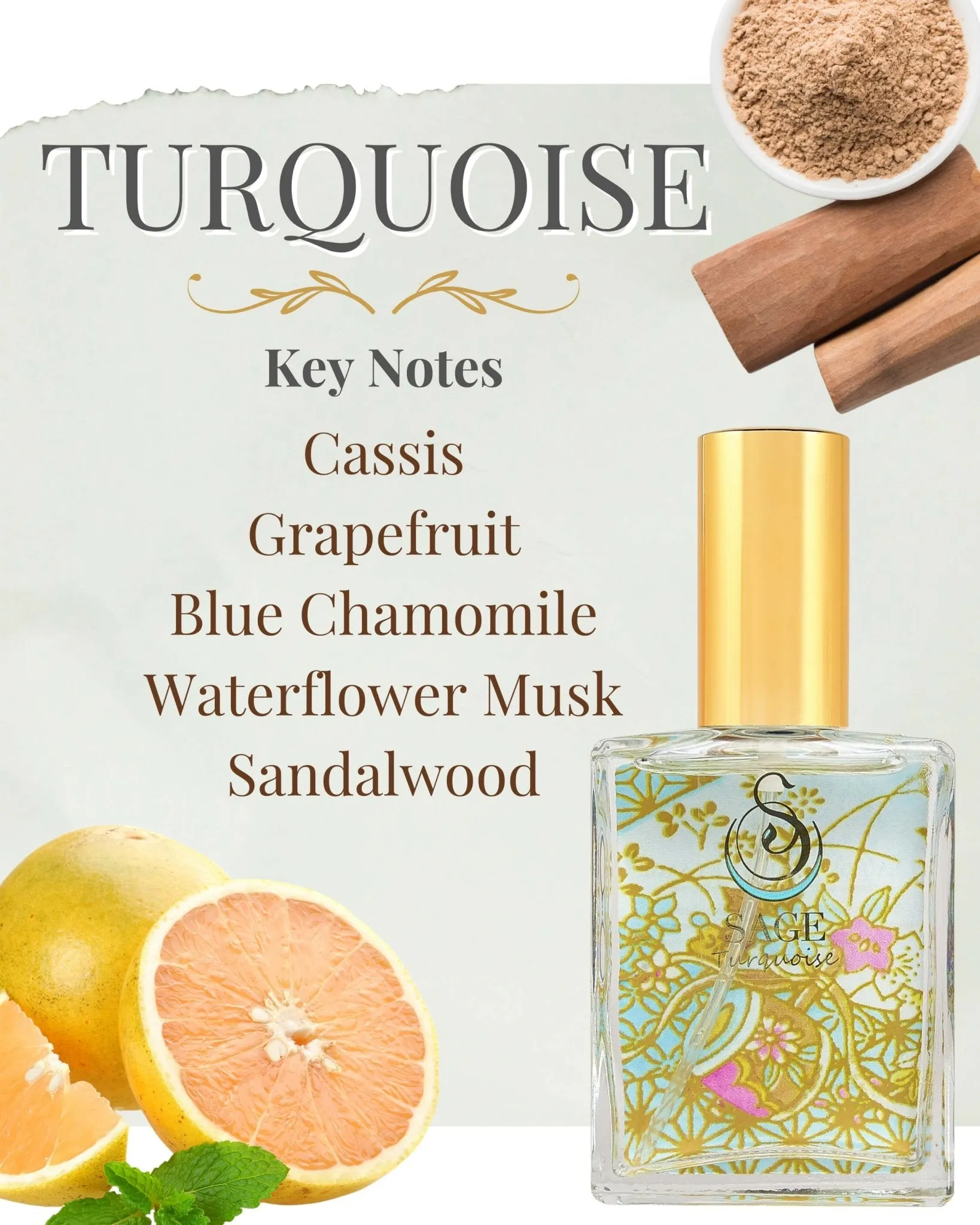 Secret Garden CLEAN Gift Set ~ Diamond Perfume Oil Concentrate Roll-On and Turquoise & Pearl Organic Eau de Toilettes by Sage