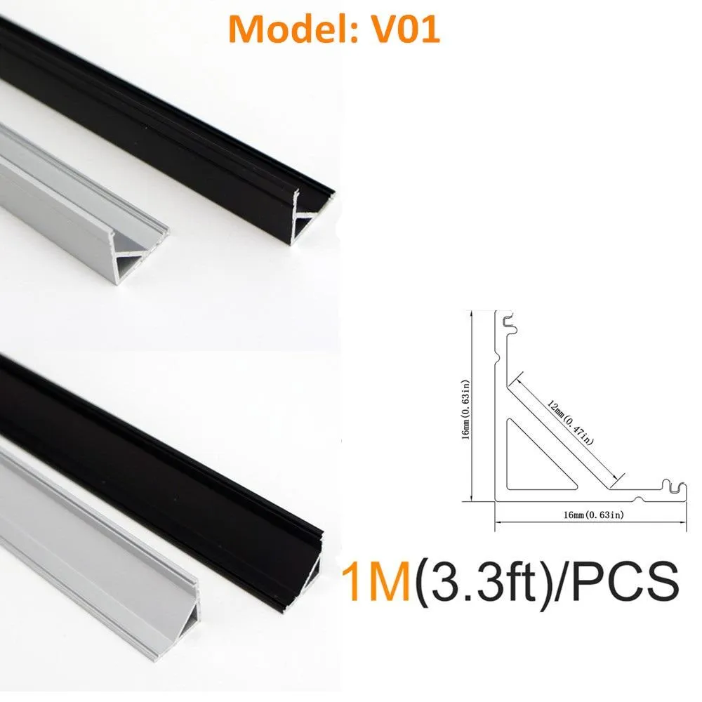 Seperate Aluminum Housing Only for U-Shape and V-Shape LED Aluminum Profile, Fit for U01, U02, U03, U04, U05, U06, V01, V02, V03